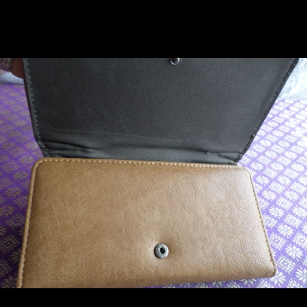 Montana West brown leather zip & snap close wallet braided detail - Picture 7 of 10